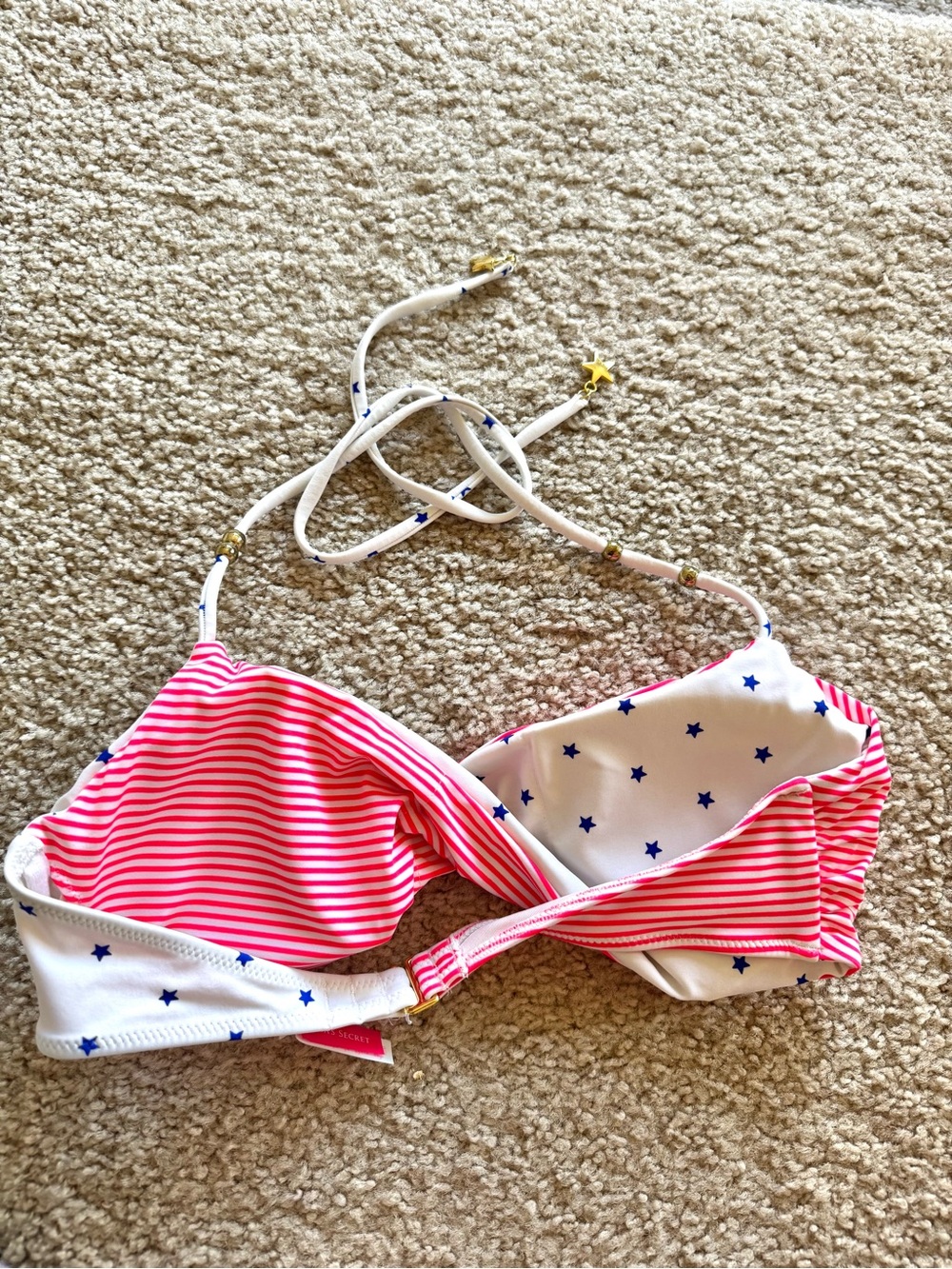 Victoria's Secret Stars And Stripes Duo Twisted Bandeau Bikini Top Size Medium - Picture 5 of 6